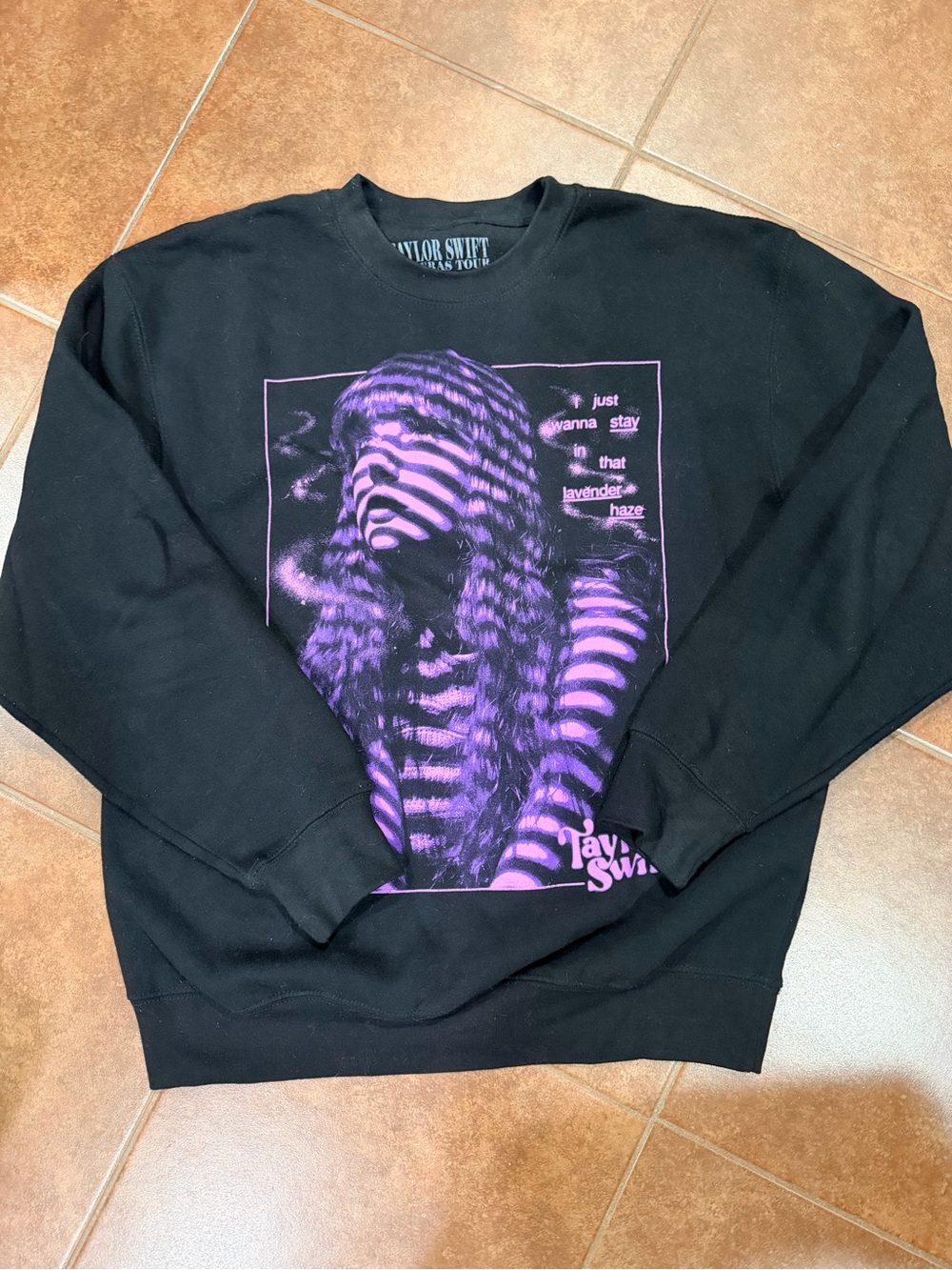 Taylor Swift The Eras Tour Midnights Lavender Haze Black Crewneck Sweatshirt